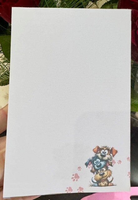 Whimsical Dogs Notepad (4x6") - Corner Pink Paws