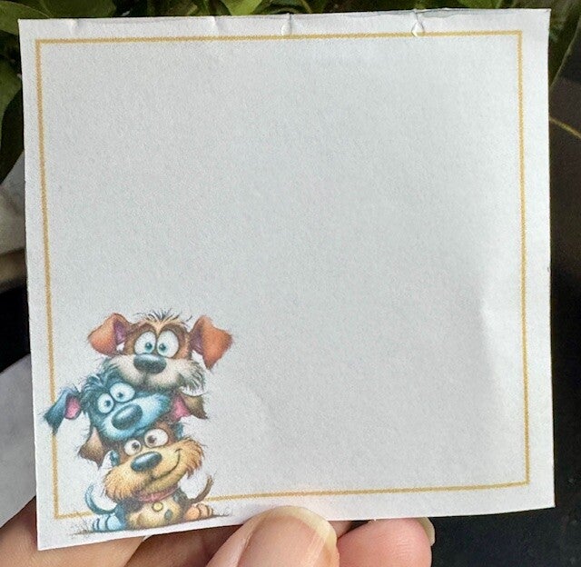 Whimsical Dogs Note Cube (3 x 3") - Dog Pile Yellow Border
