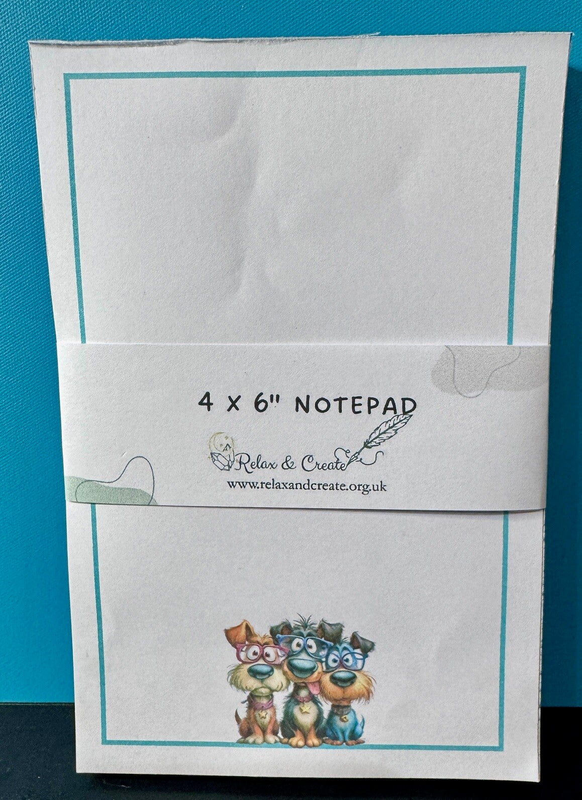 Whimsical Dogs Notepad (4x6") - Blue Border Dogs