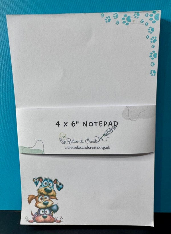 Whimsical Dogs Notepad (4x6") - Corner Cluster paws