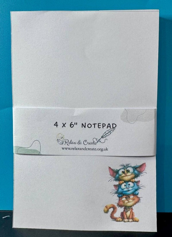 Whimsical Cats Notepad (4x6") - Cats Standing Tall