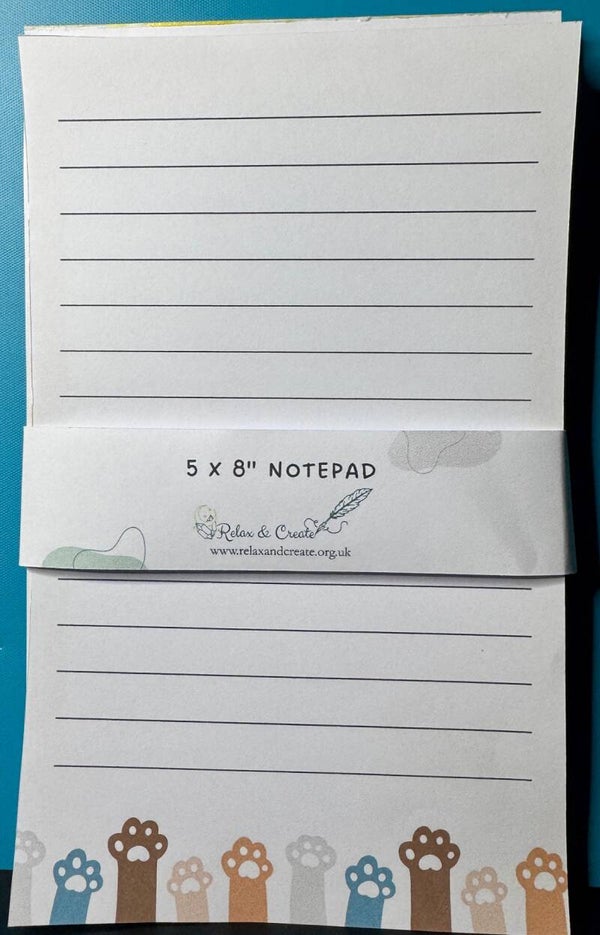 Whimsical Cats Notepad (A5) - Cat Bottom Paws