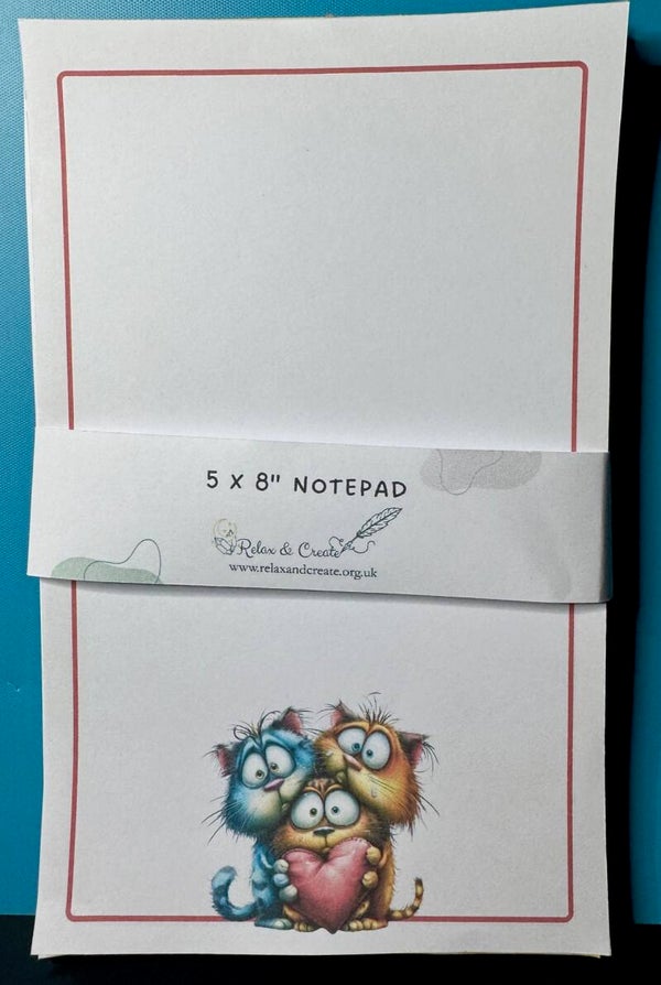 Whimsical Cats Notepad (A5) - Cat Heart
