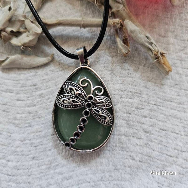 Crystal Dragonfly Pendant Necklace (Pick your crystal)