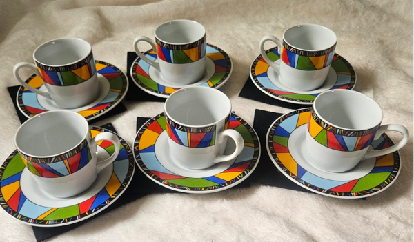 Espressokopjes met schoteltje set van 6