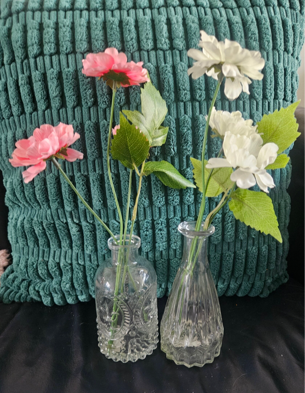 Vintage glazen tafelvaasjes set van 2