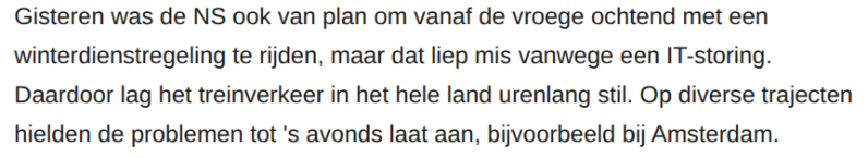 Tekst NOS over IT storing NS