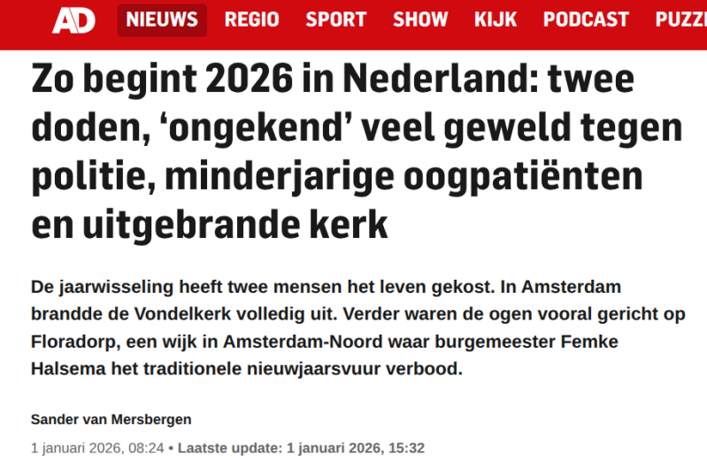 Kop AD Zo begint 2026 in Nederland