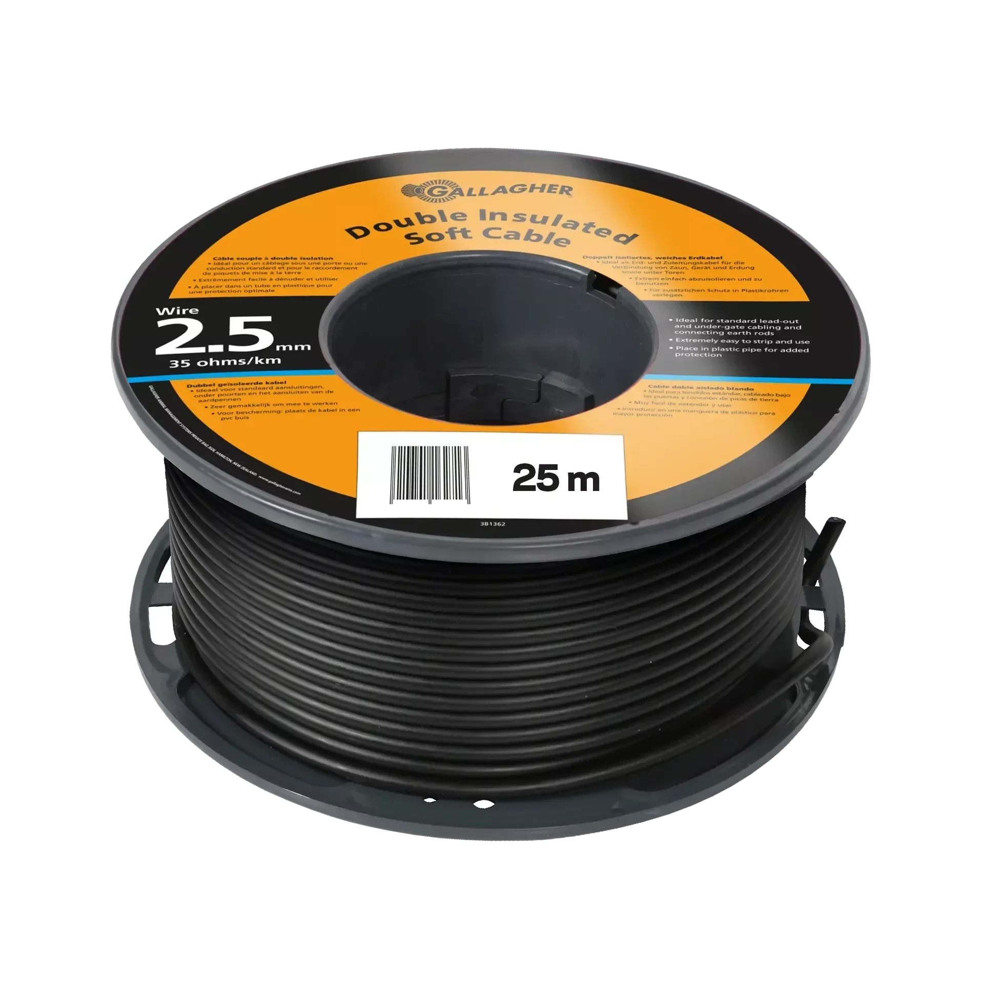Câble de terre 2,5mm souple, rouleau de 25m, 35 Ohm/1km
