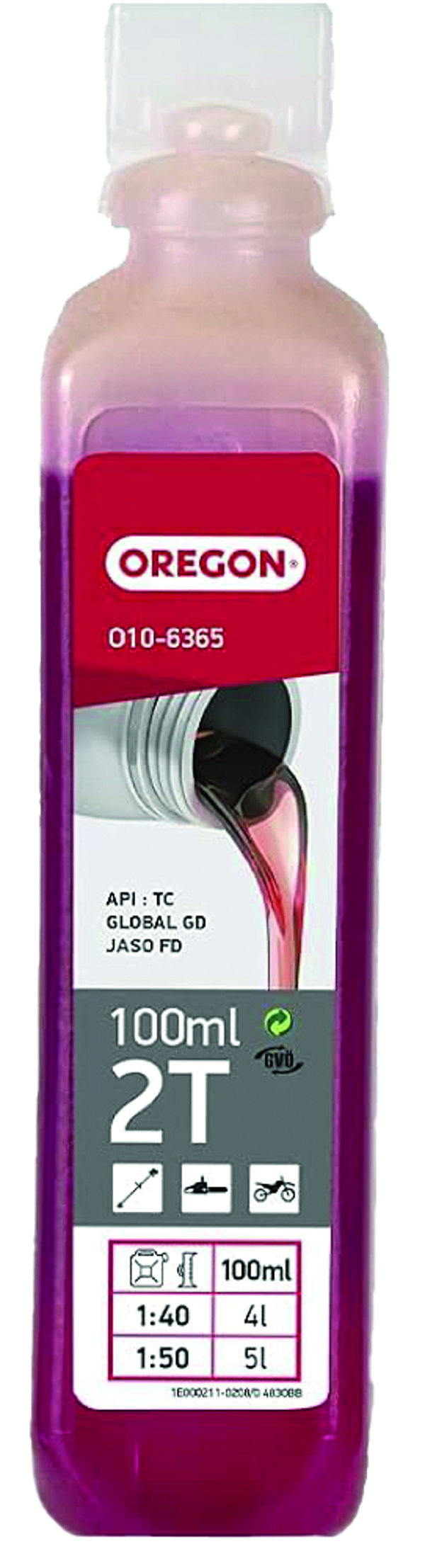 Huile 2 temps, rouge, 100ml, 1 L, 5 L