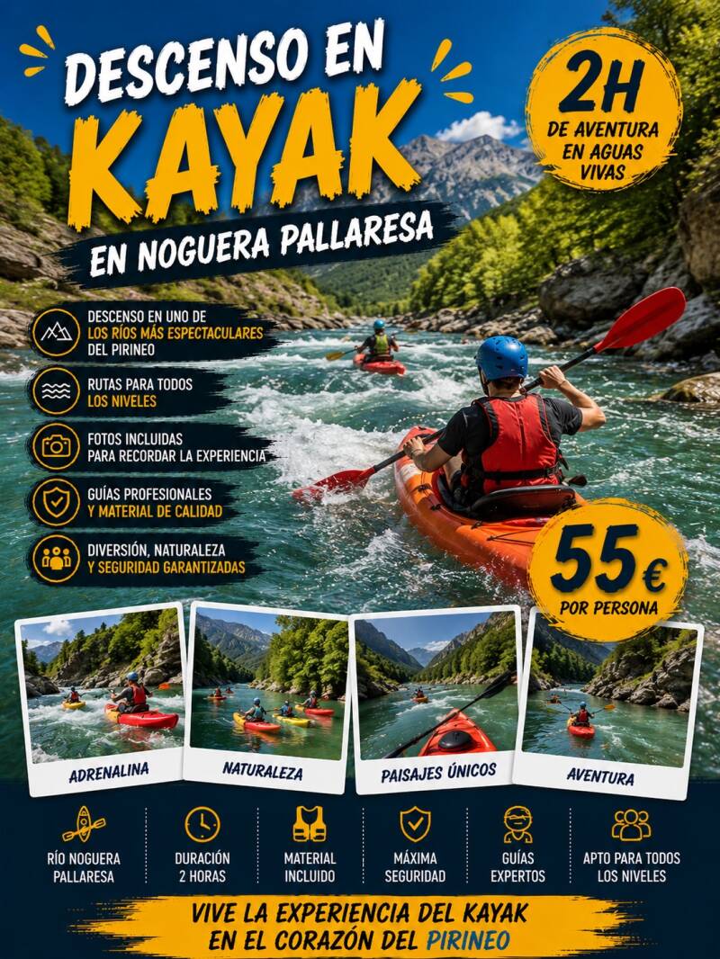 Kayak en el río Noguera Pallaresa