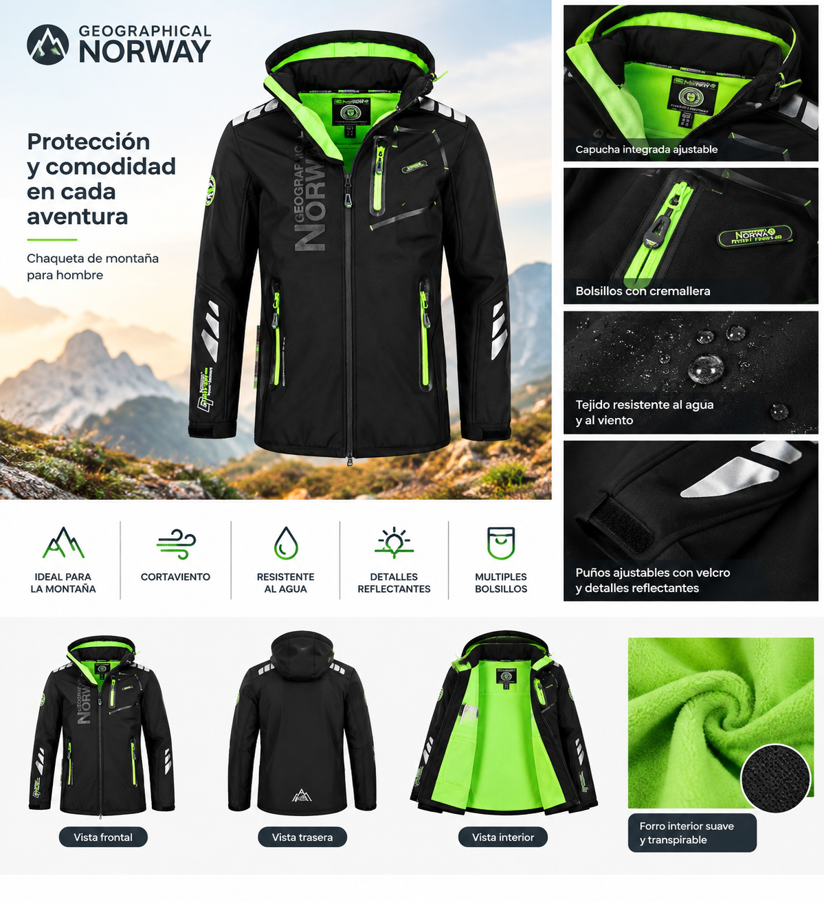 chaqueta impermeable para hombre