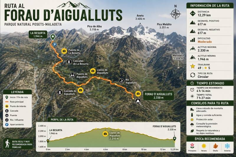 ruta al forau de Aigualluts - mapa