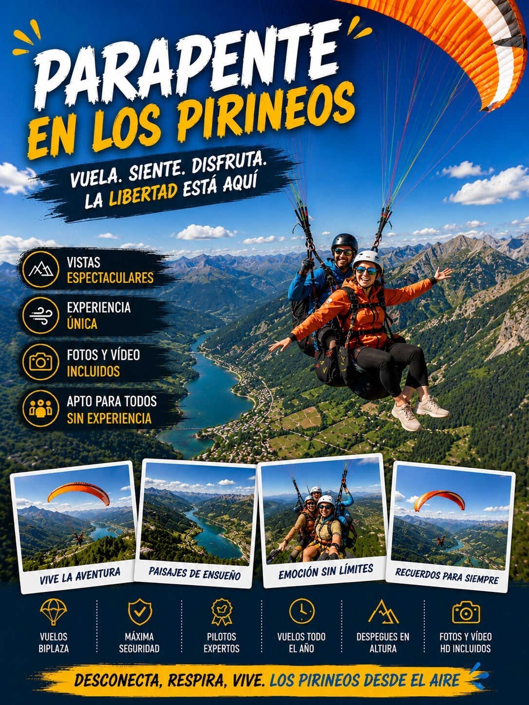 Parapente en el Pirineo - vistas a la montaña