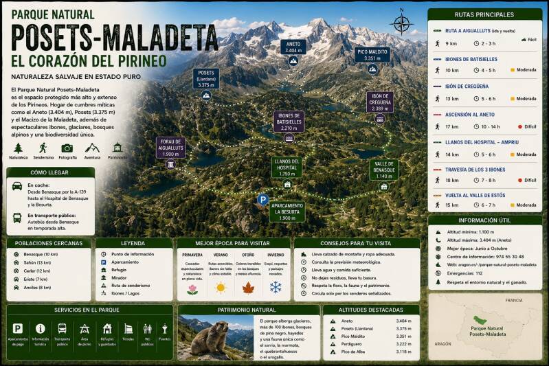parque posets-maladera - mapa del parque