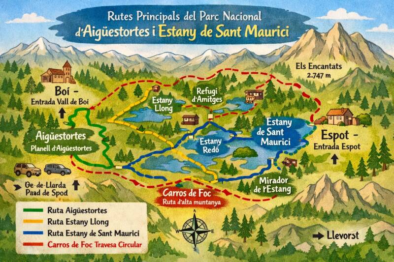rutas principales Aigüestortes i Estany de Sant Maurici