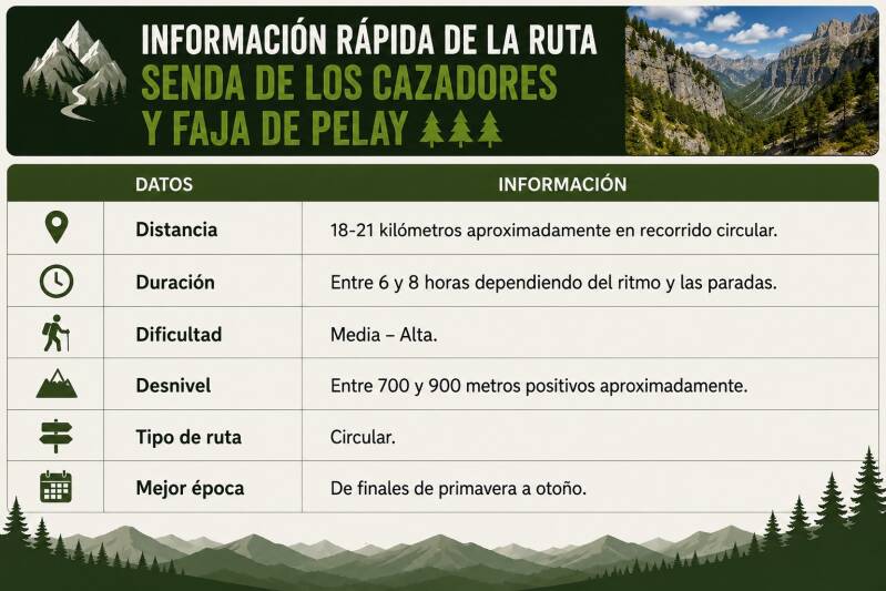 senda de los cazadores y faja de pelay información de la ruta