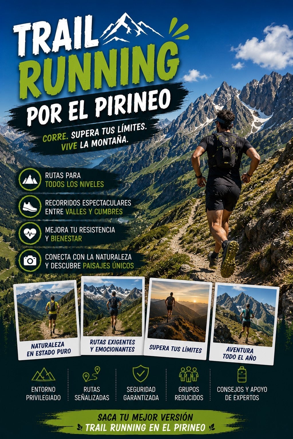 Trail Running en los Pirineos - paisajes de montaña y corredores