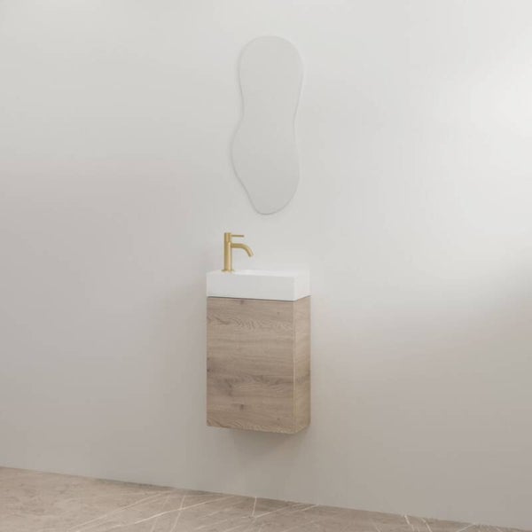Best-Design toiletmeubelset "Siva" Frosted Brown onderkast + Glans-wit fontein L&R met kraangat