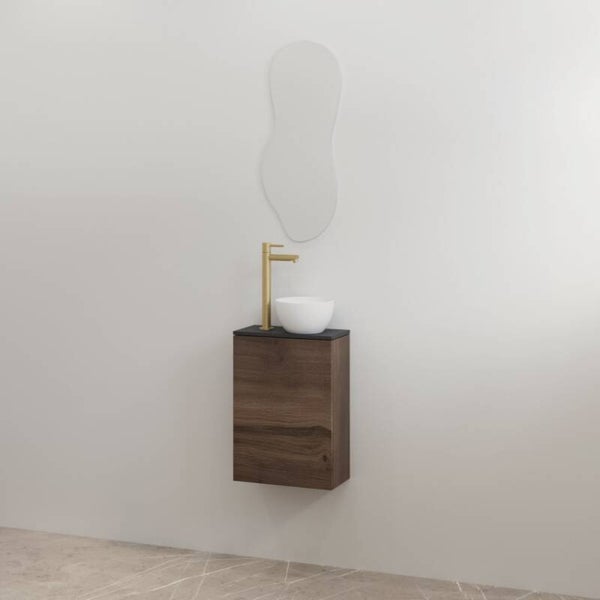 Best-Design toiletmeubelset "Siva" Espresso Brown onderkast + Mat-zwart meubelblad