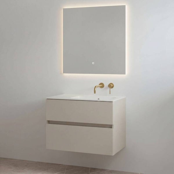 Best-Design badkamermeubelset "Splash-80" mat-taupe onderkast + wastafel zonder kraangat 80cm