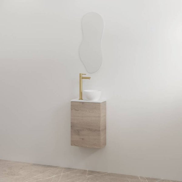 Best-Design toiletmeubelset "Siva" Frosted Brown onderkast + Mat-wit meubelblad