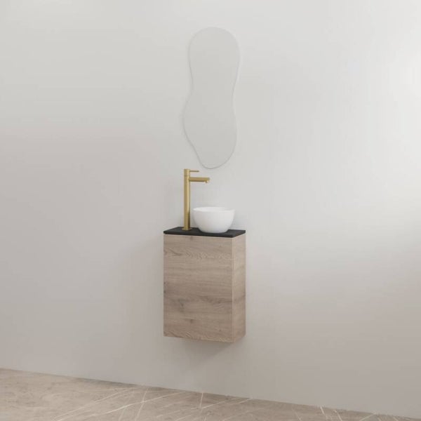 Best-Design toiletmeubelset "Siva" Frosted Brown onderkast + Mat-zwart meubelblad