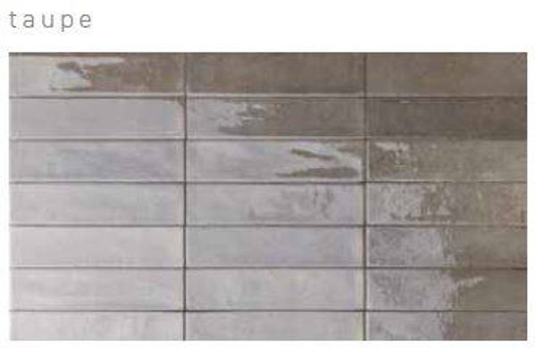 Majolica "Soho-Taupe" handvorm tegels 6x25 Taupe