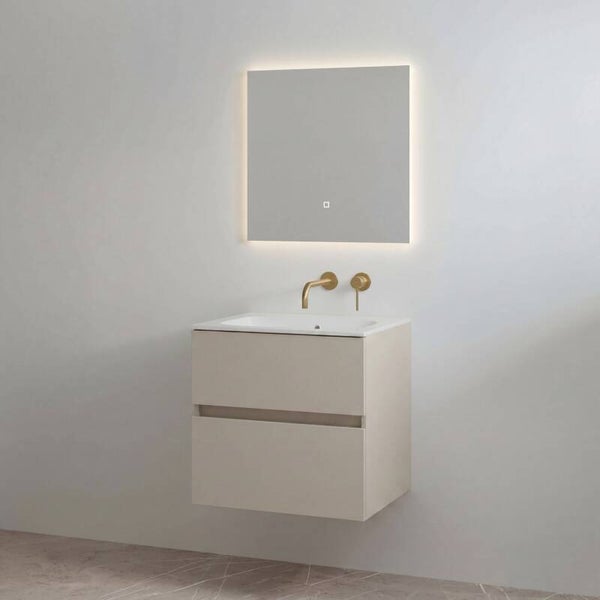 Best-Design badkamermeubelset "Splash-60" mat-taupe onderkast + wastafel zonder kraangat 60cm