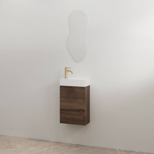 Best-Design toiletmeubelset "Siva" Espresso Brown onderkast + Glans-wit fontein L&R met kraangat