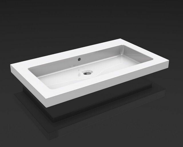 Wiesbaden "Kera" wastafel 80 x 46 cm met 1 kraangat Wit