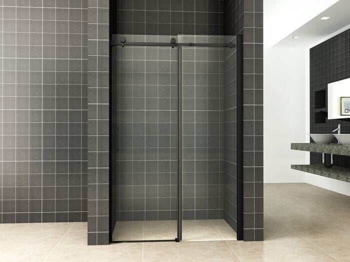 Wiesbaden Schuifbare nisdeur 2-d. 1200x2000 chr.8mm NANO Mat-zwart