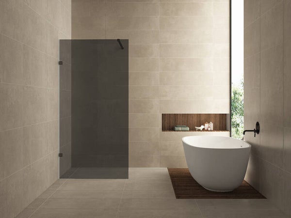 Wiesbaden "Less" inloopdouche 900 x 2000 x 8 mm nano rookglas glas/mat zwart