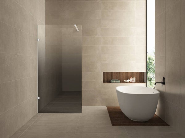 Wiesbaden "Less" inloopdouche links 1000 x 2000 x 8 mm nano spiegelrook- naar helder glas/mat wit