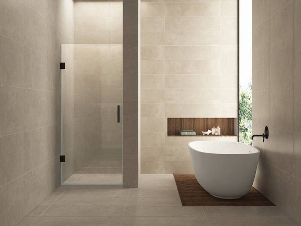 Wiesbaden "Less" nisdeur 1000 x 2000 x 8 mm nano helder glas/mat zwart