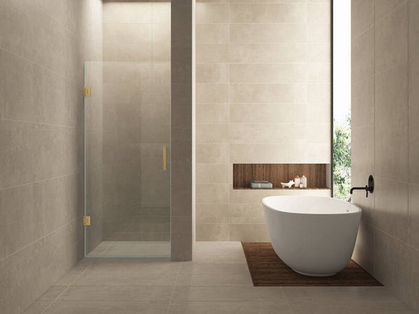 Wiesbaden "Less" nisdeur 700 x 2000 x 8 mm nano helder glas/geborsteld messing