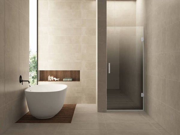 Wiesbaden "Less" nisdeur 700 x 2000 x 8 mm nano spiegelrook- naar helder glas/chroom