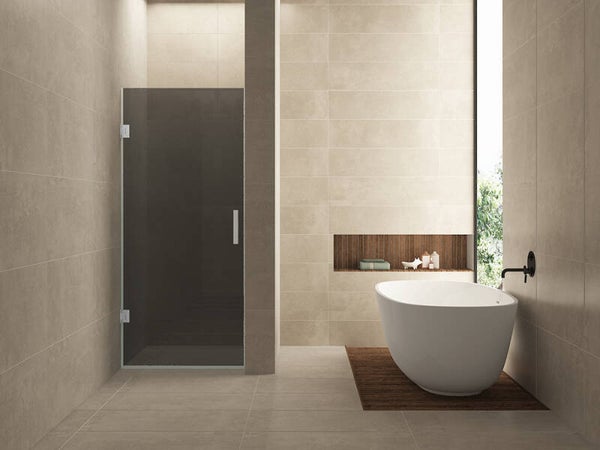 Wiesbaden "Less" nisdeur 700 x 2000 x 8 mm nano rookglas/geborsteld staal