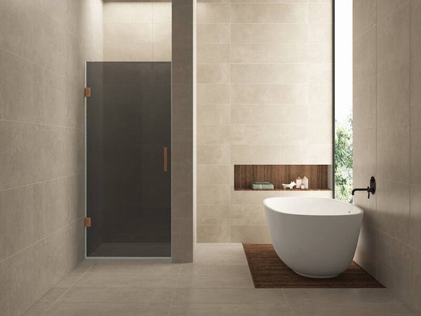 Wiesbaden "Less" nisdeur 700 x 2000 x 8 mm nano rookglas/geborsteld brons koper