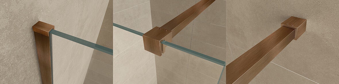 Wiesbaden "Slim" profielset met stabilisatiestang 120 cm Geborsteld brons koper