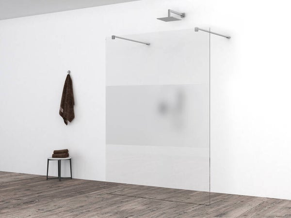 Wiesbaden "Slim" glasplaat 1400 x 2000 x 8 mm nano helder glas met melkglas middenband