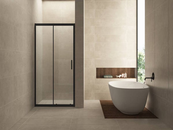 Wiesbaden "Skyline" schuifbare nisdeur 120 x 200 cm 8mm NANO Mat-zwart