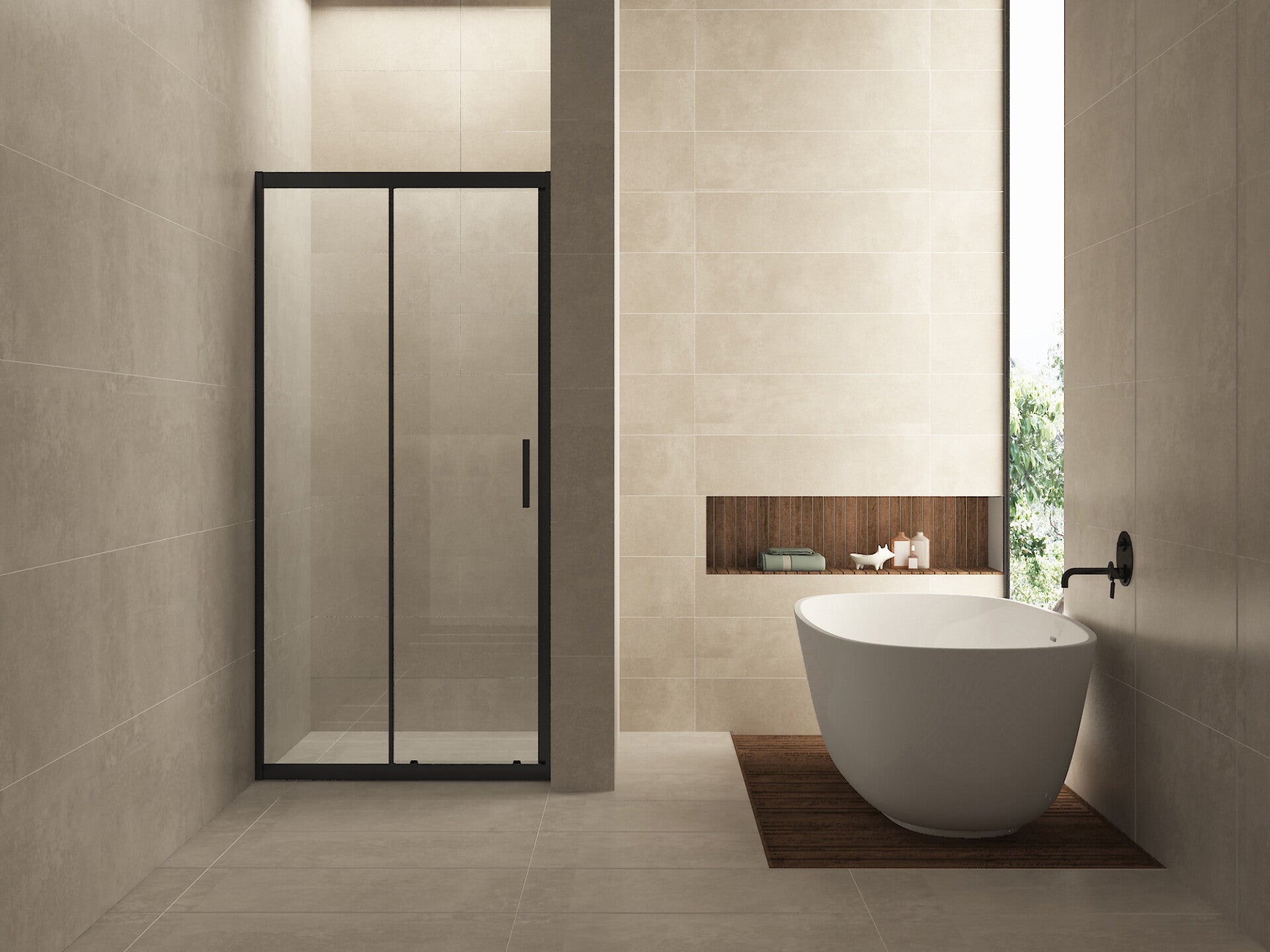 Wiesbaden "Skyline" schuifbare nisdeur 140 x 200 cm 8mm NANO Mat-zwart