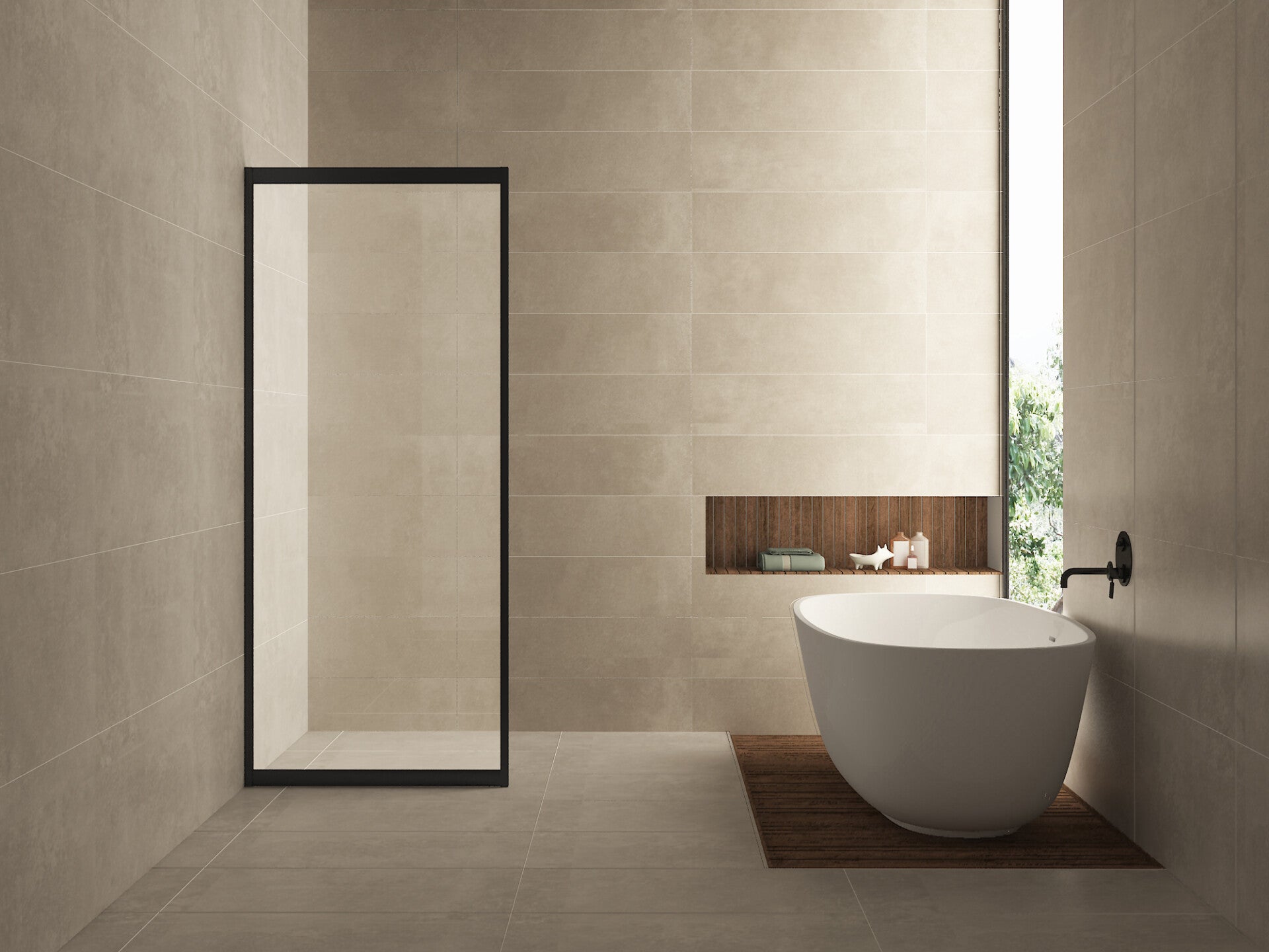 Wiesbaden "Skyline" zijwand 800x2000 8mm NANO Mat-zwart Tbv. skyline schuifbare nisdeur