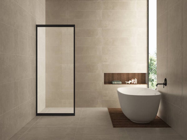 Wiesbaden "Skyline" zijwand 900x2000 8mm NANO Mat-zwart Tbv skyline schuifbare nisdeur