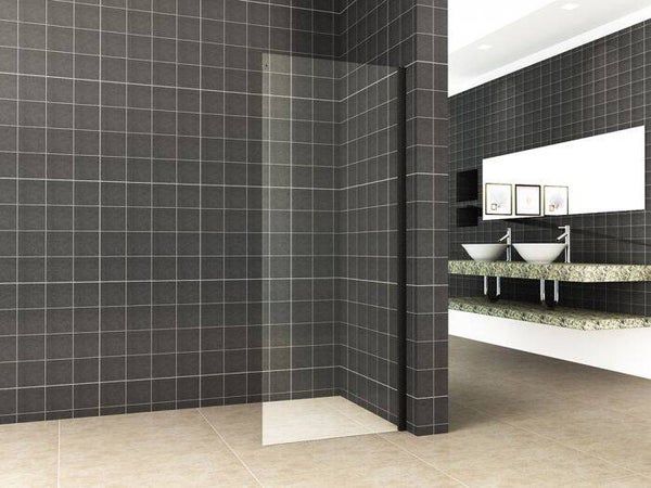 Wiesbaden Zijwand tbv schuifbare nisdeur mat zwart 80 cm 8 mm Nano