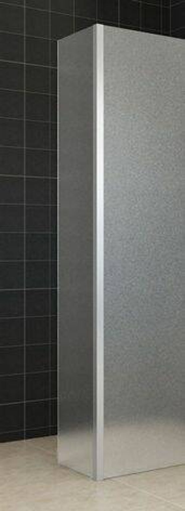 Wiesbaden "Frosted" Zijpaneel 35 x 200 cm met hoekprofiel voor inloopdouche chroom met 10 mm NANO geheel matglas