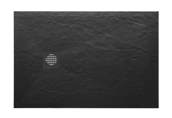 Wiesbaden "Stonea" douchebak antislip composiet 800x1200x30 mm inkortbaar Mat-zwart