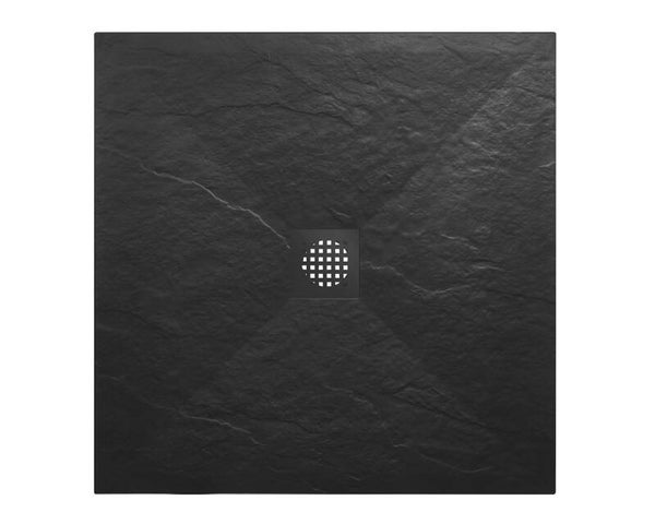 Wiesbaden "Stonea" douchebak antislip composiet 900x900x30 mm inkortbaar Mat-zwart
