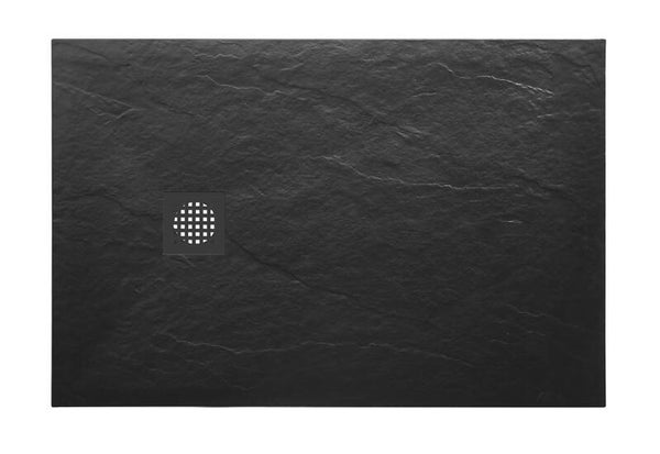 Wiesbaden "Stonea" douchebak antislip composiet 900x1200x30 mm inkortbaar Mat-zwart
